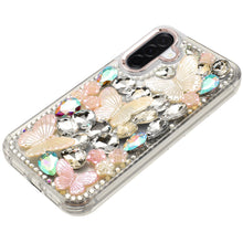 For Samsung A17 5G Case Bling Diamond Large Butterflies Cover + Tempered Glass