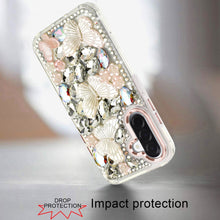 For Samsung A17 5G Case Bling Diamond Large Butterflies Cover + Tempered Glass
