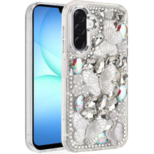 For Samsung A17 5G Case Bling Diamond Large Butterflies Cover + Tempered Glass