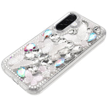 For Samsung A17 5G Case Bling Diamond Large Butterflies Cover + Tempered Glass