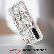 For Samsung A17 5G Case Bling Diamond Large Butterflies Cover + Tempered Glass