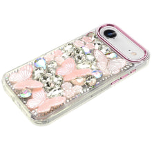 For iPhone Air Case Bling Faux Diamond Large Butterflies Cover + Tempered Glass