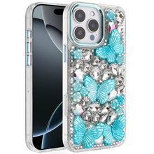 For iPhone 16 PRO MAX Case Bling Diamond Large Butterflies Cover +Tempered Glass