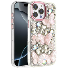 For iPhone 16 PRO MAX Case Bling Diamond Large Butterflies Cover +Tempered Glass