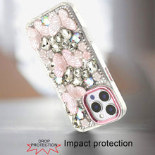 For iPhone 16 PRO MAX Case Bling Diamond Large Butterflies Cover +Tempered Glass