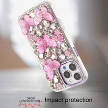 For iPhone 16 PRO MAX Case Bling Diamond Large Butterflies Cover +Tempered Glass