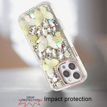 For iPhone 16 PRO MAX Case Bling Diamond Large Butterflies Cover +Tempered Glass