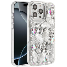 For iPhone 16 PRO MAX Case Bling Diamond Large Butterflies Cover +Tempered Glass