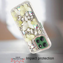 For Moto G Power 2025 Case Bling Diamond Large Butterflies Cover +Tempered Glass