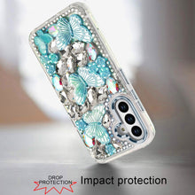 For Samsung S25+/S24+ Case Bling Diamond Large Butterflies Cover +Tempered Glass