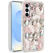 For Samsung S25+/S24+ Case Bling Diamond Large Butterflies Cover +Tempered Glass