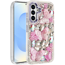 For Samsung S25+/S24+ Case Bling Diamond Large Butterflies Cover +Tempered Glass