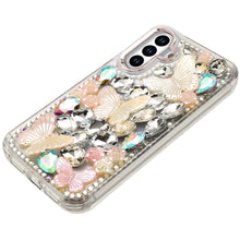 For Samsung S25+/S24+ Case Bling Diamond Large Butterflies Cover +Tempered Glass