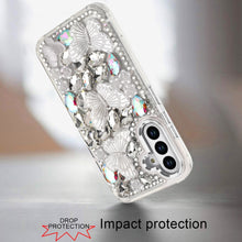 For Samsung S25+/S24+ Case Bling Diamond Large Butterflies Cover +Tempered Glass