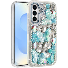 For Samsung S25/S24 Case Bling Diamond Large Butterflies Cover + Tempered Glass