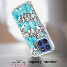 For Moto G Stylus 2025 Case Bling Diamond Large Butterflies + Tempered Glass