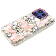 For Moto G Stylus 2025 Case Bling Diamond Large Butterflies + Tempered Glass