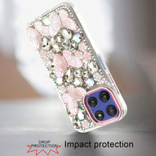 For Moto G Stylus 2025 Case Bling Diamond Large Butterflies + Tempered Glass