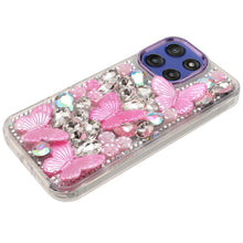 For Moto G Stylus 2025 Case Bling Diamond Large Butterflies + Tempered Glass