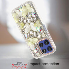 For Moto G Stylus 2025 Case Bling Diamond Large Butterflies + Tempered Glass