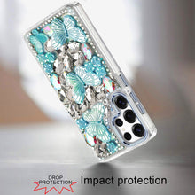 For Samsung S25 Ultra Case Bling Diamond Large Butterflies Cover +Tempered Glass