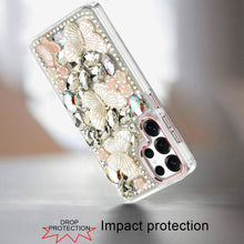 For Samsung S25 Ultra Case Bling Diamond Large Butterflies Cover +Tempered Glass