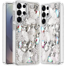 For Samsung S25 Ultra Case Bling Diamond Large Butterflies Cover +Tempered Glass