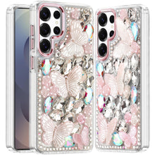 For Samsung S26+ Plus Case Bling Diamond Large Butterflies Cover +Tempered Glass