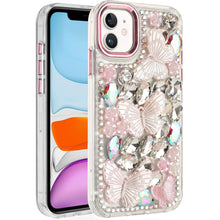 For iPhone 11 6.1 in. Case Bling Diamond Large Butterflies Cover +Tempered Glass