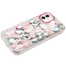 For iPhone 11 6.1 in. Case Bling Diamond Large Butterflies Cover +Tempered Glass