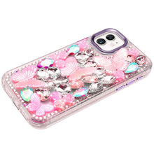 For iPhone 11 6.1 in. Case Bling Diamond Large Butterflies Cover +Tempered Glass