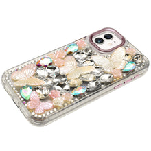 For iPhone 12/12 Pro Case Bling Diamond Large Butterflies Cover + Tempered Glass