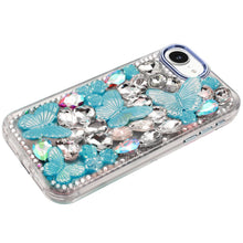 For iPhone 16e Case Bling Diamond Large Butterflies Phone Cover + Tempered Glass