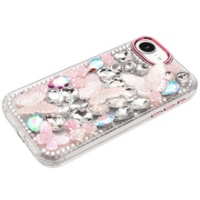 For iPhone 16e Case Bling Diamond Large Butterflies Phone Cover + Tempered Glass