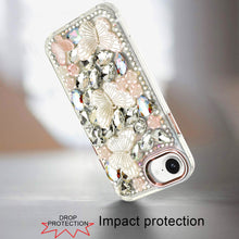For iPhone 16e Case Bling Diamond Large Butterflies Phone Cover + Tempered Glass