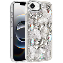 For iPhone 16e Case Bling Diamond Large Butterflies Phone Cover + Tempered Glass