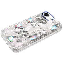 For iPhone 16e Case Bling Diamond Large Butterflies Phone Cover + Tempered Glass
