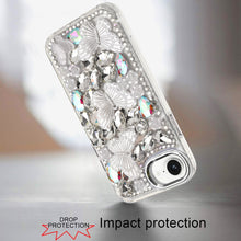 For iPhone 16e Case Bling Diamond Large Butterflies Phone Cover + Tempered Glass