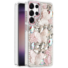 For Samsung S23 Ultra Case Full Bling Diamond with Large Butterflies Phone Cover