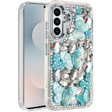 For Samsung S25 FE Case Bling Diamond Large Butterflies Cover + Tempered Glass