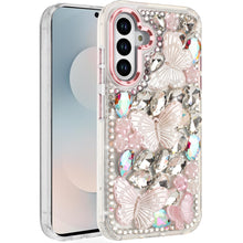 For Samsung S25 FE Case Bling Diamond Large Butterflies Cover + Tempered Glass