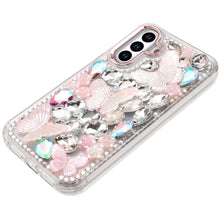 For Samsung S25 FE Case Bling Diamond Large Butterflies Cover + Tempered Glass