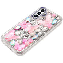 For Samsung S25 FE Case Bling Diamond Large Butterflies Cover + Tempered Glass