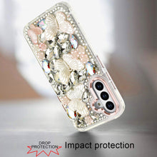 For Samsung S25 FE Case Bling Diamond Large Butterflies Cover + Tempered Glass