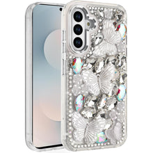 For Samsung S25 FE Case Bling Diamond Large Butterflies Cover + Tempered Glass