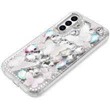 For Samsung S25 FE Case Bling Diamond Large Butterflies Cover + Tempered Glass
