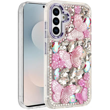 For Samsung S26 6.3" Case Bling Diamond Large Butterflies Cover + Tempered Glass