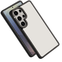 For Samsung S25 Ultra Case Bling Front and Back Border Trim + Tempered Glass