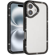 For iPhone 16 6.1inch Case Bling Front and Back Border Trim + Tempered Glass
