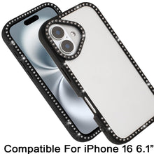 For iPhone 16 6.1inch Case Bling Front and Back Border Trim + Tempered Glass